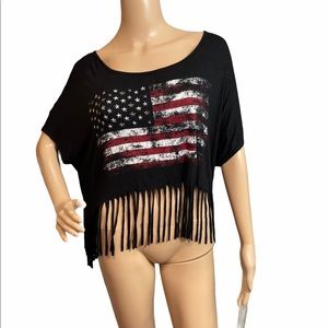 Neon Sky American Flag Top, Size XL